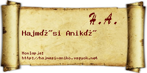 Hajmási Anikó névjegykártya